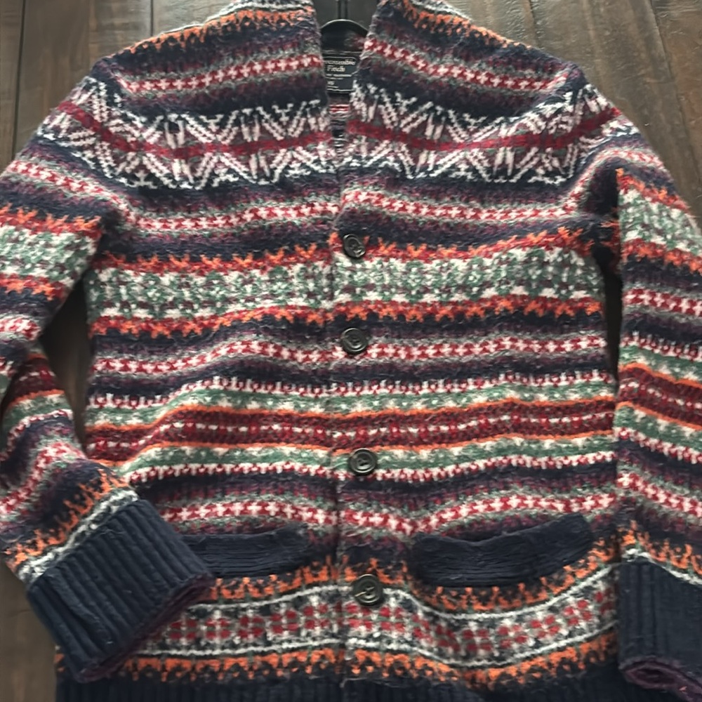 Vintage Abercrombie & Fitch Fair isle  wool cardigan - Picture 8 of 11